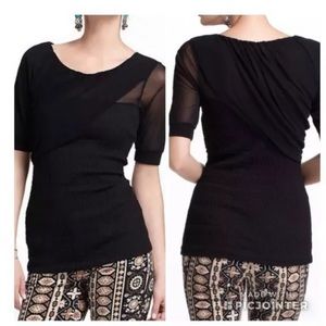 NWOT Anthropologie Whirled Mesh Top M Black